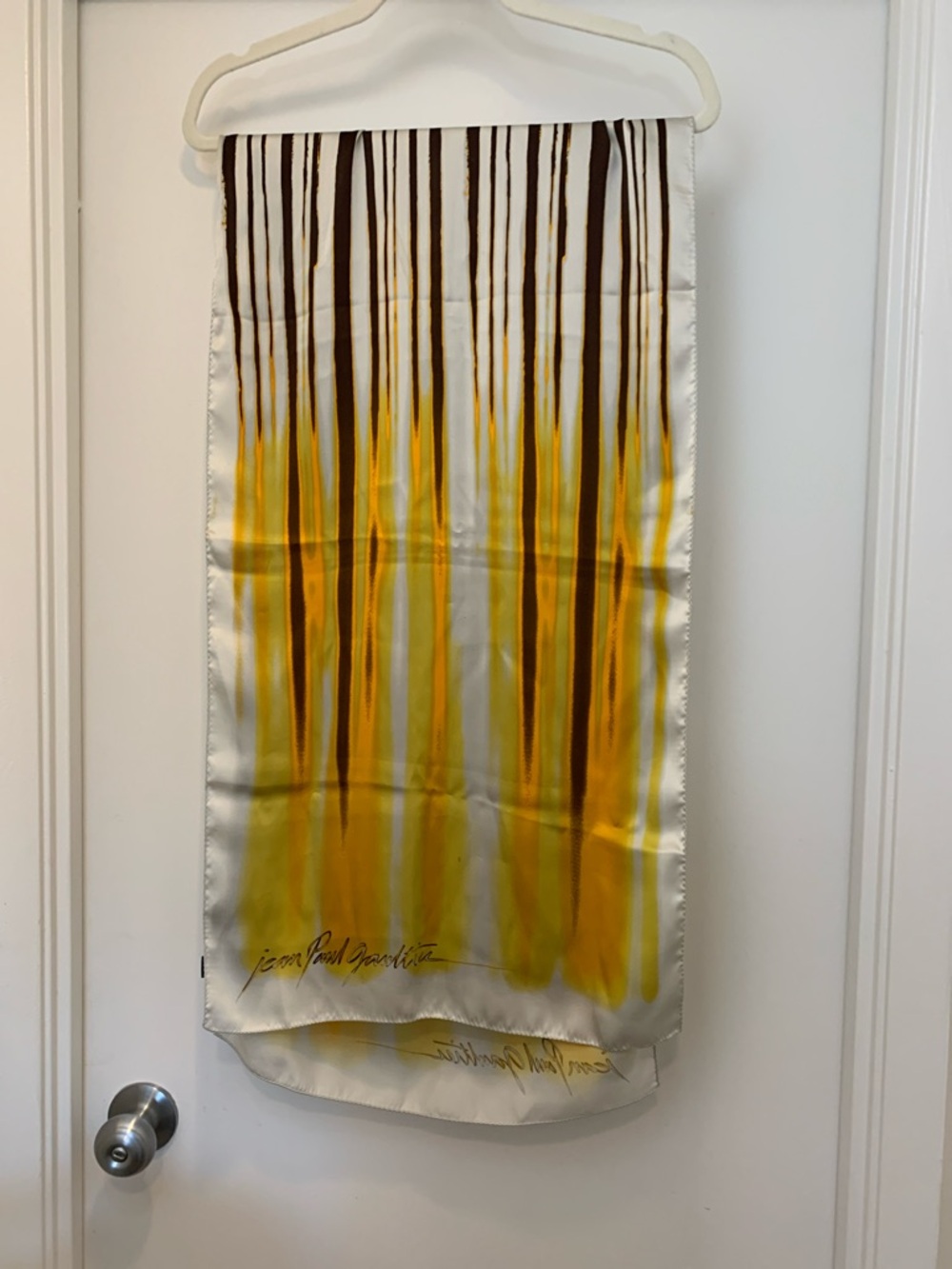 Jean Paul Gauthier vintage Yellow & Brown Abstract Silk Scarf